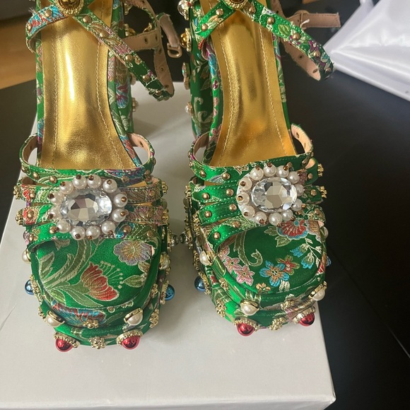 Embellished Green Floral Women's Heels(pre owned) - Picture 1 of 1